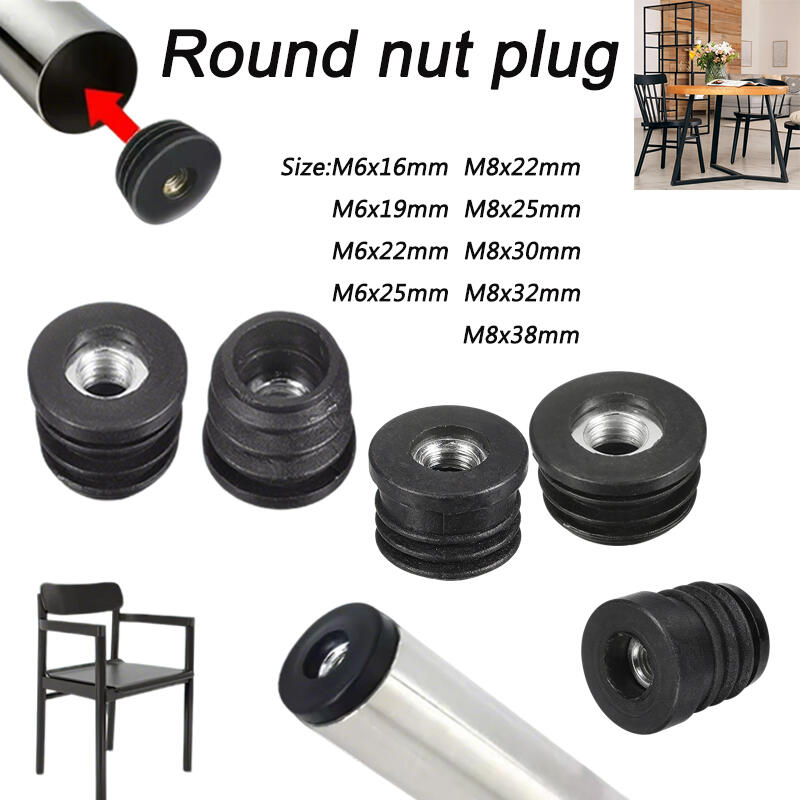 Furniture Leg Set - 4/8/12 Pièces Embouts ronds noirs en